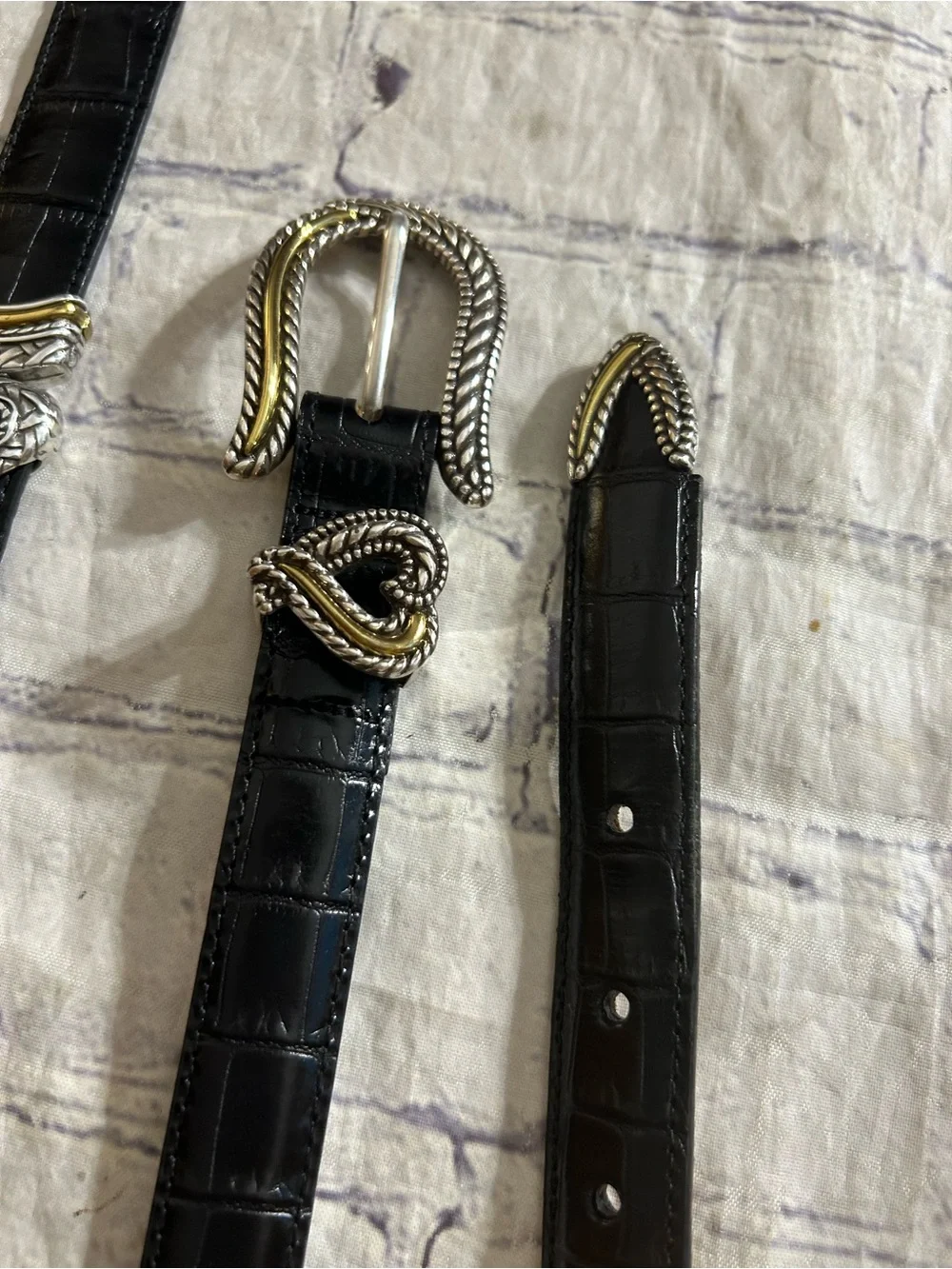 BRIGHTON CLASSICS AND REVERSIBLE BLACK & BROWN CROC EMBELLISHED BUCKLES BELTS S